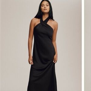 BHLDN Ruby Twist Halter Satin Gown